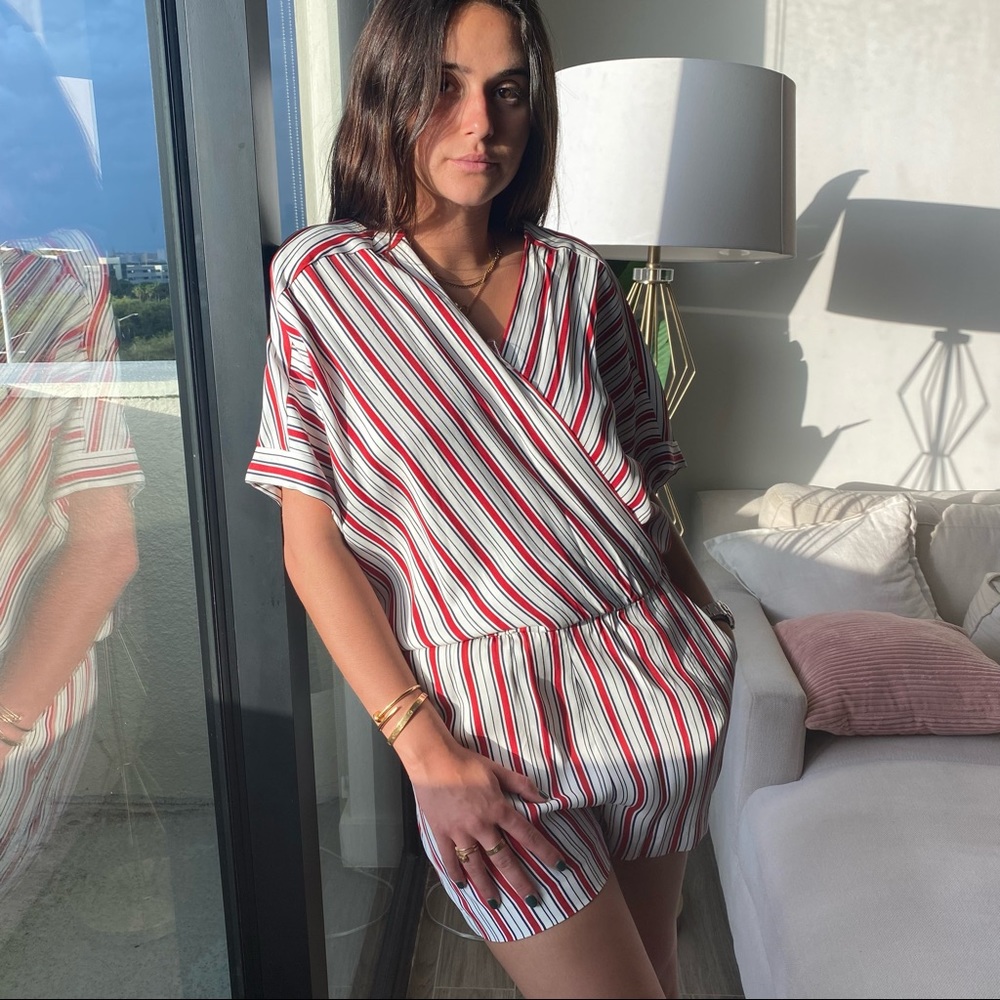 NWT Maje Ipandoni Playsuit Red & White Stripe